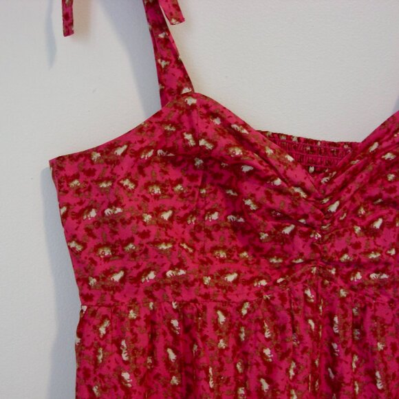 Floral Boho Babydoll Maxi Dress Pink Sweetheart Neckline Sleeveless Medium - Picture 5 of 15